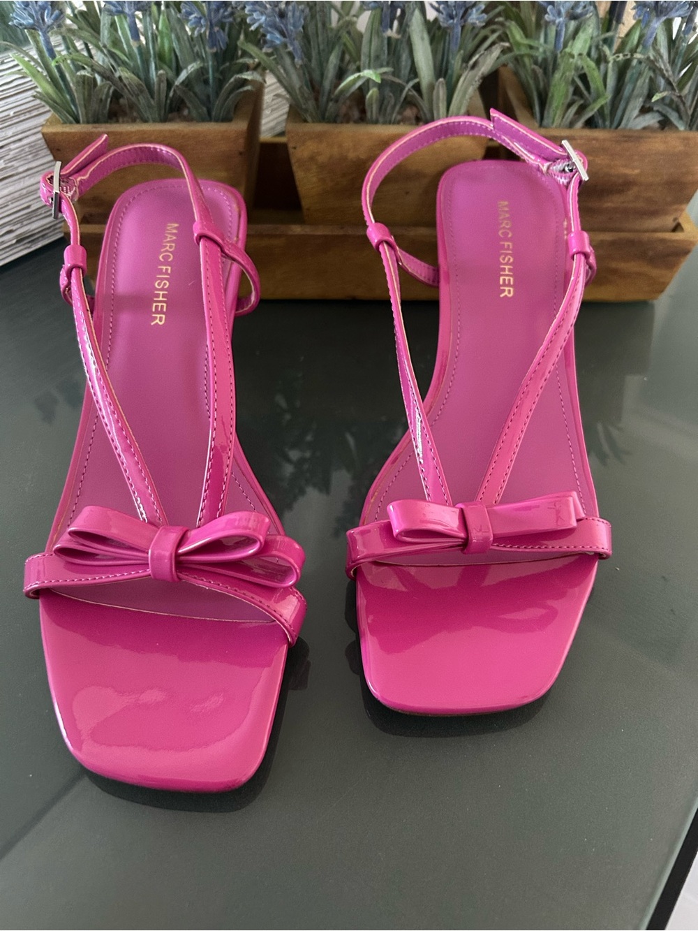 Marc Fisher Hot Pink Bow Slingback Sandals